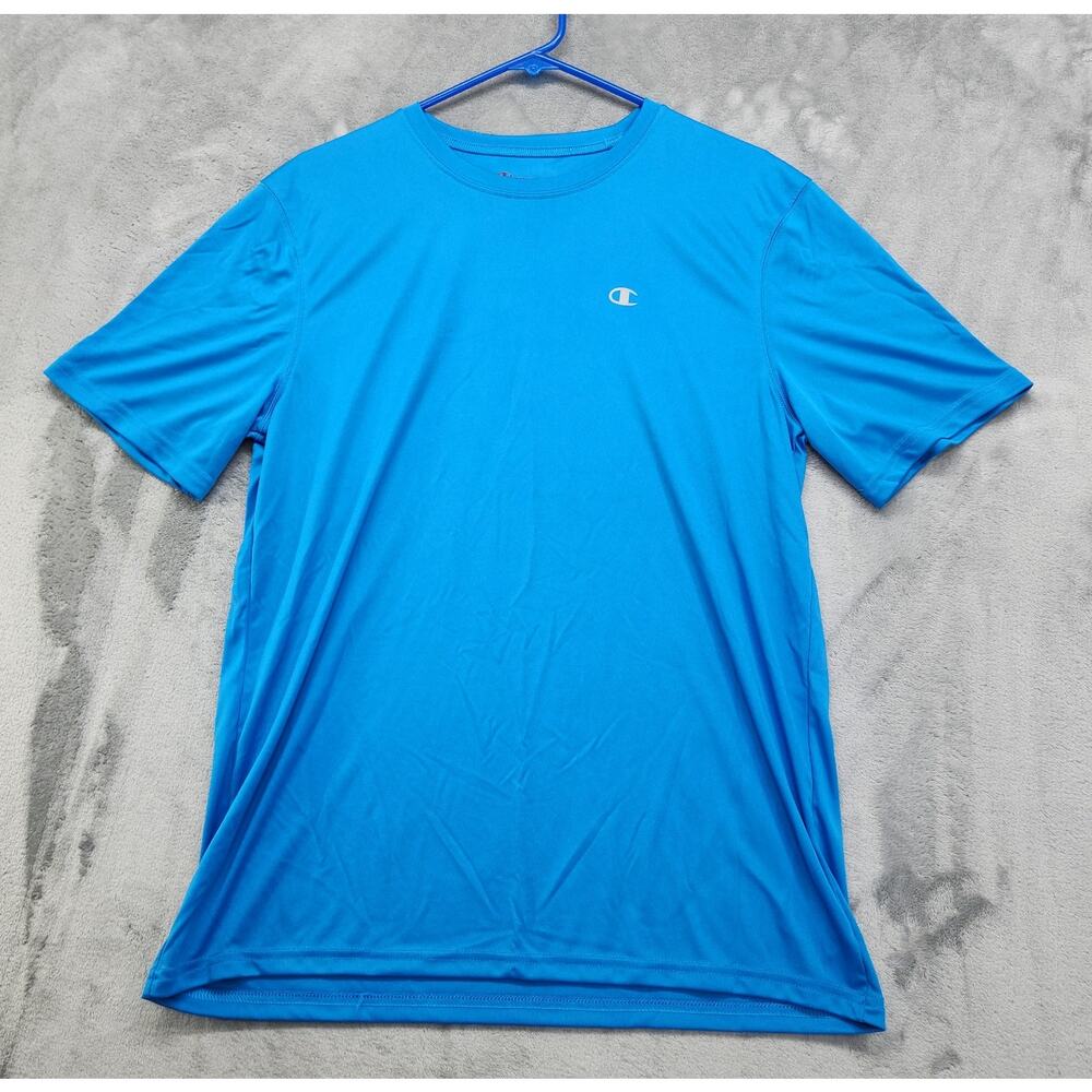Champion T-Shirt Men's Size M Blue Double Dry Crew Neck Short Sleeve Athletic